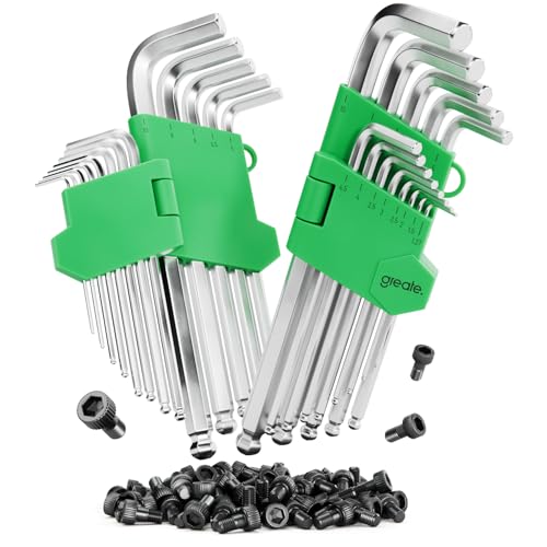 greate clef a laine avec embout sphérique 26 pièces - clef à laine de 1,27 à 10 mm en acier CRV avec support pliable robuste - jeu de clé allen longue,...