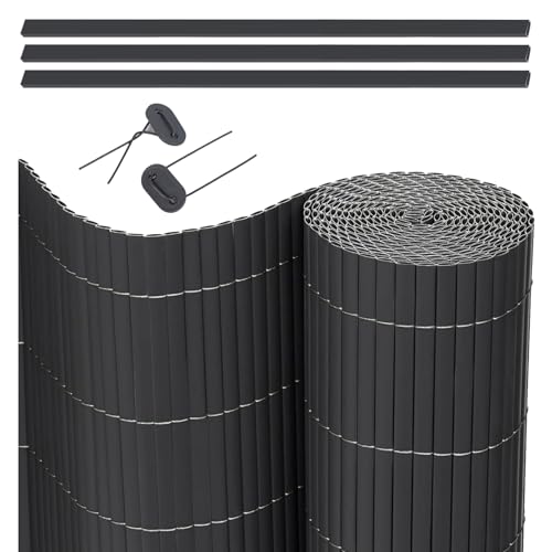 JORON PVC Sichtschutzmatte, Balkon Sichtschutz mit Kabelbindern, Sichtschutzzaun Wasserdicht Windschutz für Garten, Balkon und Terrasse (Anthrazit, 90x300cm)