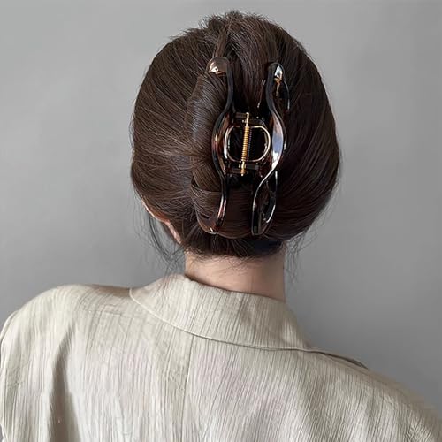 Pinza grande de garra para cabello en acrílico marrón miniatura 6