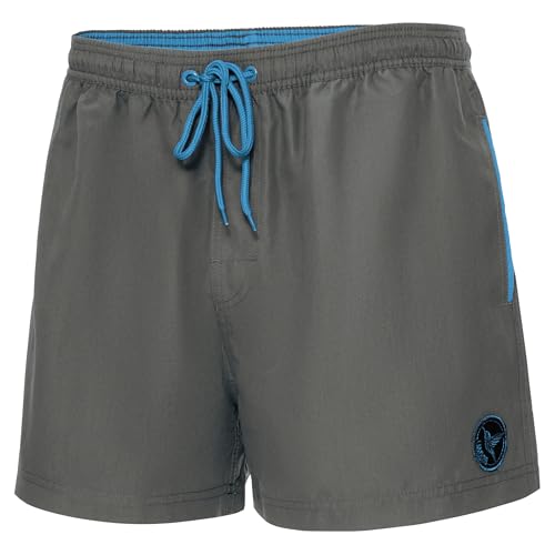 Ladeheid Bañador Hombre Natación, Secado Rápido con Forro Interior de Malla, Short Deportivo con Bolsillos Laterales y Traseros, Cintura Elástica, Tejido Transpirable LA40-199 (Gris, M)