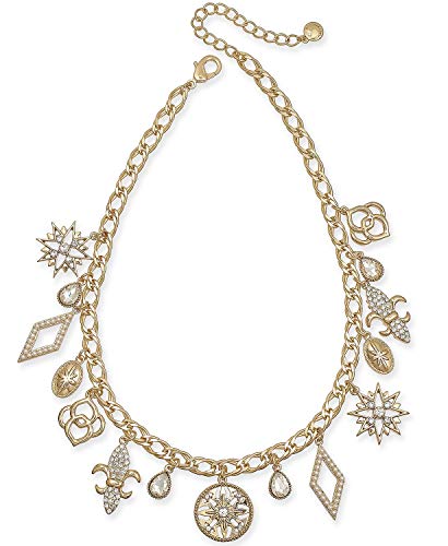Charter Club Gold-Tone Crystal Charm Collar Necklace, 17