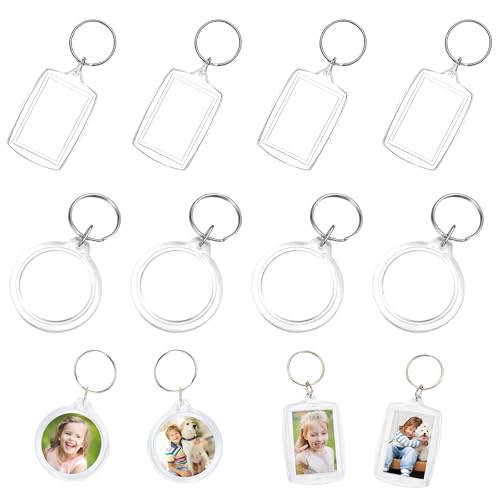 IETWATE 8 Piezas Llavero Personalizado con Foto de Acrílico, Llavero Transparente, Llaveros Personalizados con Foto en Blanco, Porta Chaves Personalizado, para Familiares Amigos Regalos Manualidades