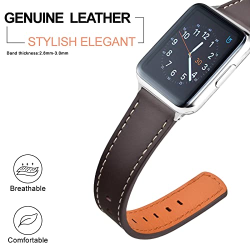 Image of ANNEFIT 22mm Watch Band, Quick Release Genuine Leather Replacement Strap (Dark Brown)