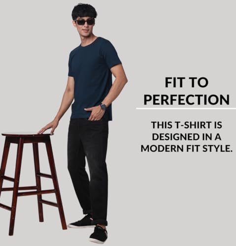 Image of ADRO Men's Cotton Regular Fit Combo Plain Solid T-Shirt Pack of 2