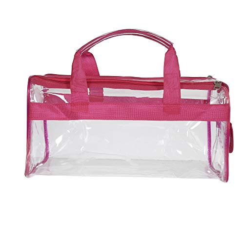 Image of Kuber Industries 2 Pcs PVC Large Transparent Makeup Pouch Bag with Zip Closure | Toiletry Bag | Versatile Cosmetic /Toiletry Pouch for Men and Women | Red