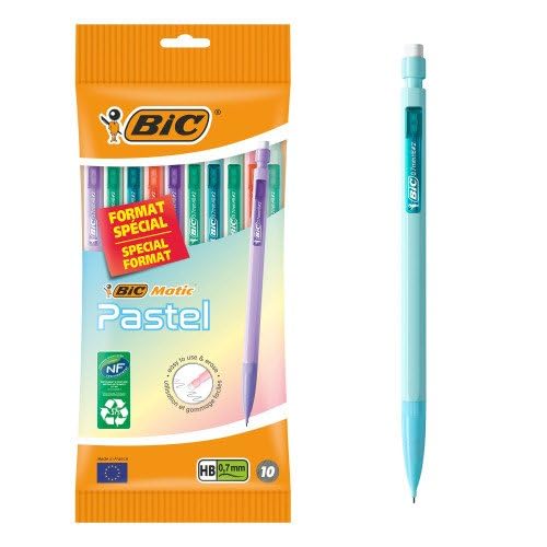 BIC Matic Pastel Mechanical Pencils 0.7 mm HB - Pack of 10 Assorted