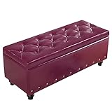 kayef banc de rangement en similicuir, banc de rangement rectangulaire à dessus ascenseur, banc de chambre capitonné, repose-pieds moderne entrée banc à chaussures coffres pour salon-violet 100x45