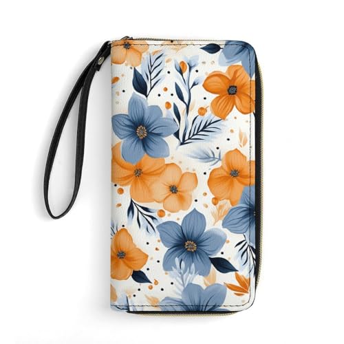 Portefeuille en cuir souple femme : l'élégance du bleu et orange au poignet