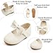 PHIRAMIN Toddler Flower Girl Ivory White Dress Shoes Size 7-Girl Ballet Flats Wedding Party