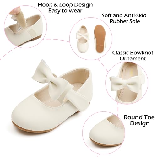 Image of PHIRAMIN Toddler Flower Girl Dress Shoes - Little Girl Mary Janes Flats Wedding