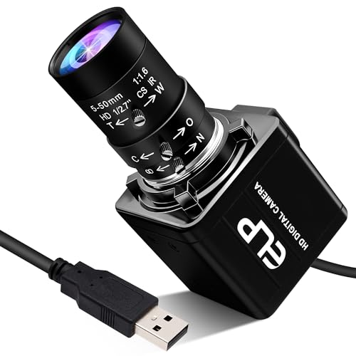 Magnolia USB Camera 8MP 10X Optical Zoomable Webcam with CS 5-50mm Varifocal Manual Lens, CMOS IMX179 Sensor Webcam Zoom in and Out Industrial Camera Plug and Play for Linux Windows Raspberry Pi