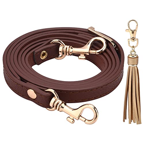 Image of GORGECRAFT Leather Replacement Straps Adjustable Purse Crossbody Brown Shoulder Bag Strap Handles Alloy Buckles with Tassel for Men Women Bags Daily Decorations Crafts Supplies