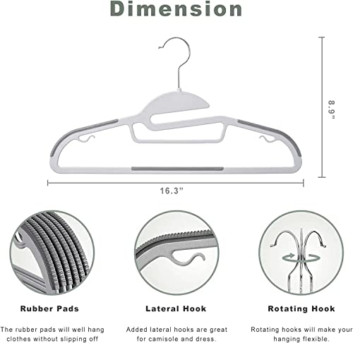 Image of Ginoya brothers Plastic Clothes Hangers, Upgraded Rubber Stripe Non-Slip Coat Hangers, Dry Wet Trousers Pants Hangers, Space Saving Hanger. (S- Black & White, 6)