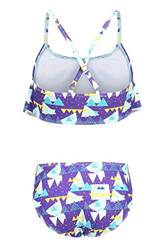 Image of Girls Two Piece Bikini Swimsuits Striped Ruffle Swimwear Falbala Bathing Suit Set