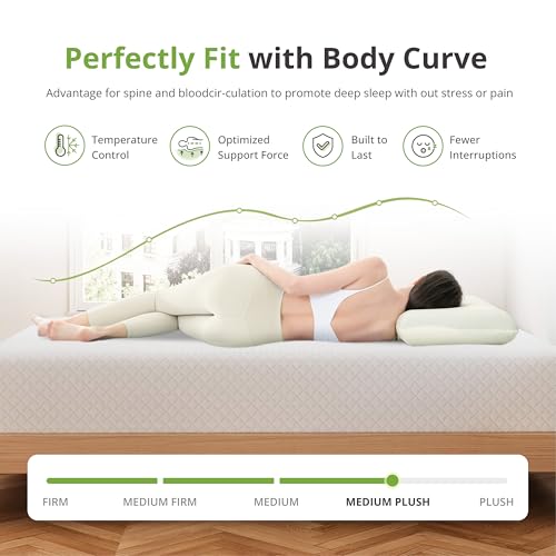 Image of EGOHOME 10 Inch Short Queen Mattress, Memory Foam Mattress in a Box with Cooling Green Tea Gel, Relieve Pressure with Medium Plush Support, CertiPUR-US Certified, 60''L x 75''W, White