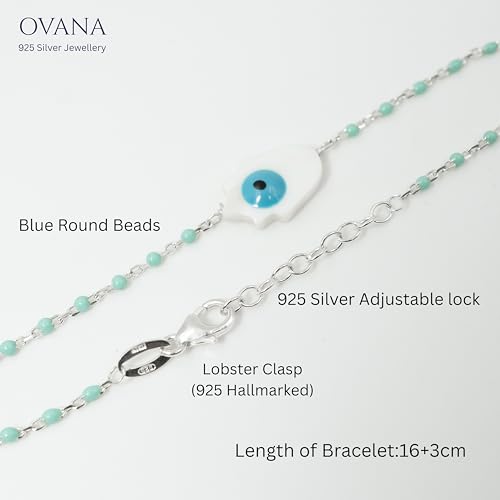 Image of OVANA 925 Sterling Silver Evil Eye Bracelet | Adjustable Fit | 925 Hallmarked | Elegant Design | Gift for Girlfriend, Sister, Bhabhi, Women and Girls