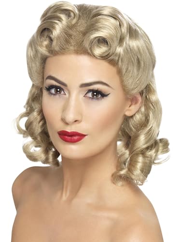 Perruque Sweetheart années 40 blonde à boucles volumineuses et crantées