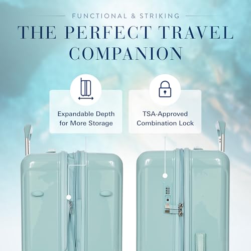 Image of Bric's Positano Spinner - Expandable Luxury Checked Luggage With Spinner Wheels - Lightweight Suitcases Made From Durable Polycarbonate - Protector Cover Included - 30 Inch, Light Blue