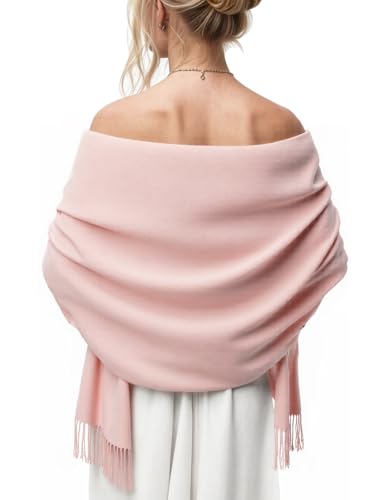 Women's Scarf Pashmina Shawls and Wraps for Evening Dress Wedding Bridal Bridesmaid Winter Warm Long Large Scarves,Baby Pink