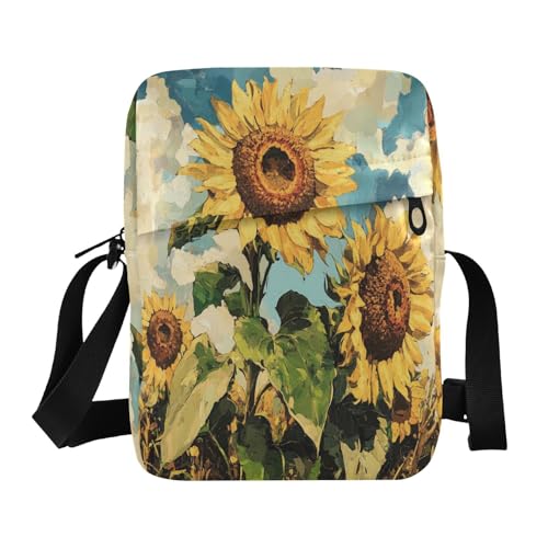 Sunflowers Oil Painting Yellow cute messenger bag Crossbody Bags For Women Women's Purses Adjustable Strap for work School