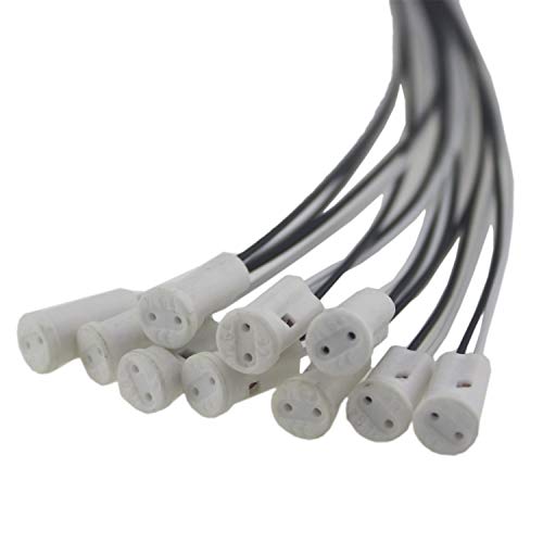 10pcs Ceramic Standard Medimun Screw Base Socket G4 MR11 Bulb Holders With Wire for Hot Halogen Bulb (G4 10pcs)