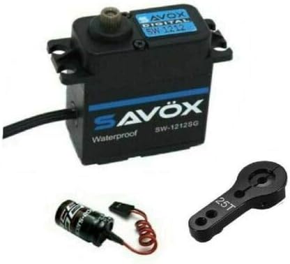 Savox SW-1212SG-BE W/Glitch Buster + Aluminum Horn Black Waterproof Servo FUTABA Power HD 1212SG 1/8 Includes CHICAGOLAND RC Coupon