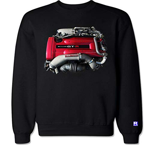 FTD Apparel Men's RB26 GTR Skyline Engine Crew Neck Sweater - Medium Black