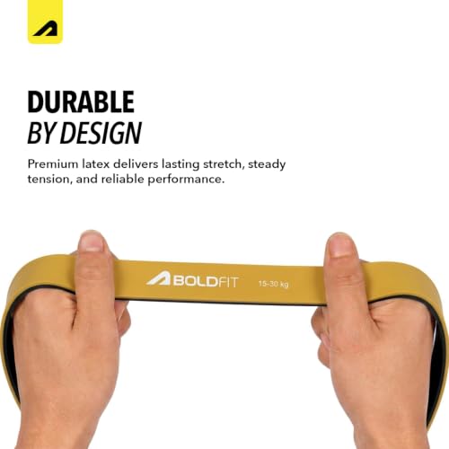 Boldfit Heavy Resistance Band Yellow (15-30kg) Yellow, Black - Image 7