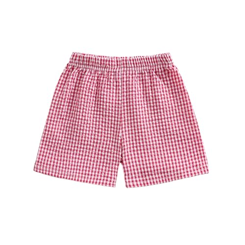 Karuedoo Toddler Baby Boy Girl Shorts Gingham Plaid/Seersucker Shorts Summer Casual Elastic Waist Shorts Pants Bottoms