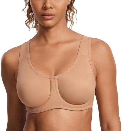 SYROKAN Damen Sport BH Starker Halt | mit Bügel, Große Größen, Shock Absorber, Große Brüste, Seamless