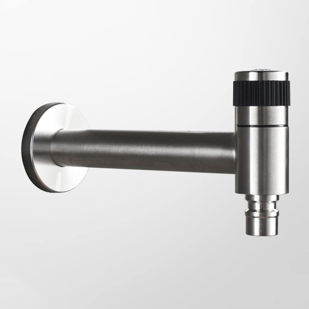 Robinet de jardin extérieur rallongé en acier inoxydable noir anti-corrosion pour buanderie