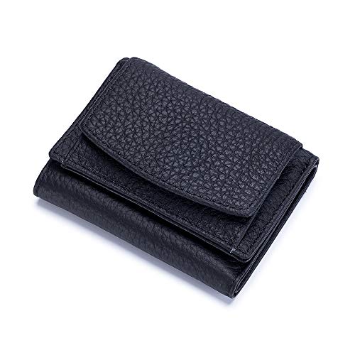 Yocipa Small RFID Wallet For Women - Genuine Leather Compact Card Holder, Trifold With Coin Pocket, Dark Green