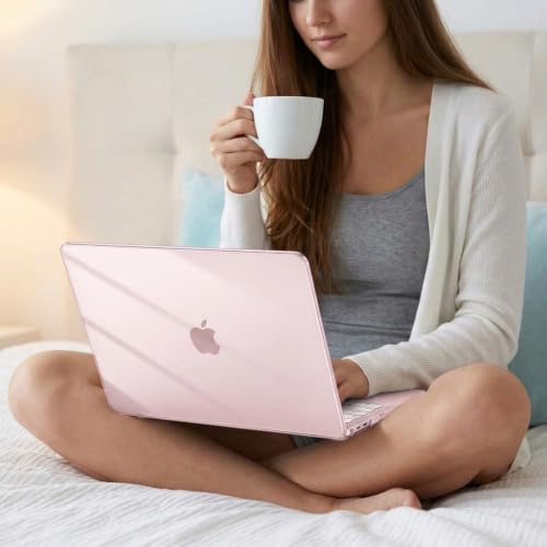 Image of ZORBES Case Cover Compatible with 2026 MacBook Neo A3404, 13 inch Transparent MacBook Neo Cover with Ventilated Heat Dissipation Design, Lightweight Anti Scratch Shockproof Snap On Laptop Cover, Pink