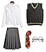 Produktbild FStory&Winyee Zauberer Set Rock/Hose Bluse/Hemd Krawatte Brille Kostüm Zubehör für Kinder Erwachsene Zauberer Zubehör Set zum Fasching Karneval Halloween Striped Tie Krawatte