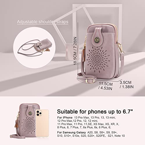 Image of APHISON Small Crossbody Bags for Women, Lightweight Vegan Leather Cell Phone Purse, Cute Purses with Tassels