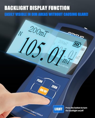 Image of Gauss Meter with High Precision Probe, Digital Magnetic Field Tester (2400mT /24000Gs), N /S Polarity Identification for Magnet, Motor & Speaker Testing, ±5% Accuracy