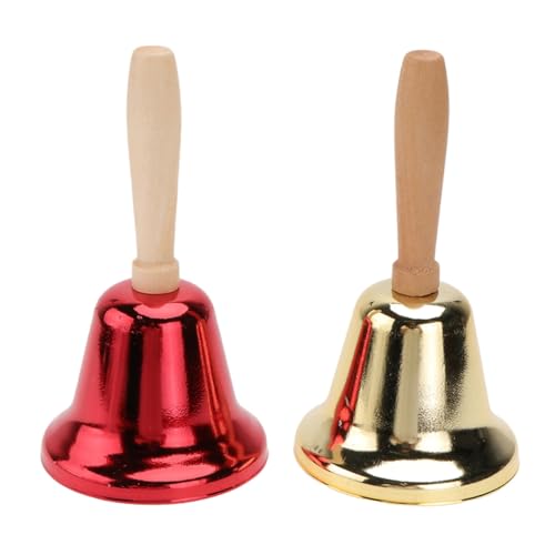 Kisangel 2 Campanella Mano Decorativa con Manico in Legno Suono Forte e Nitido per Chiamata e Servizio Campanelle Tavolo Natale Design Artigianale Raffinato Adatta per Domestico e
