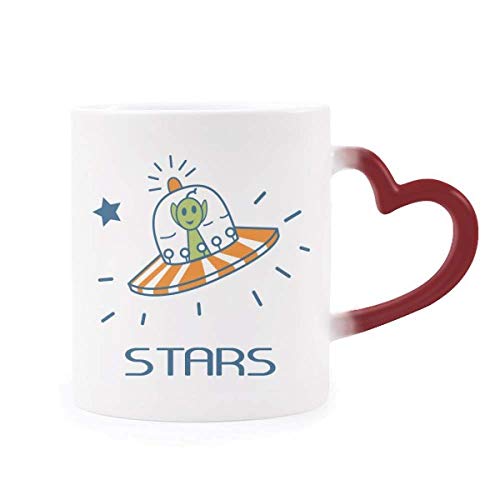 Taza mágica del universo con estrellas y asa de corazón sensible a bebidas calientes 2