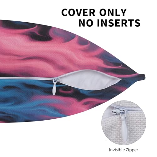 Housse de coussin salon imprimé feu bleu rose lavable et durable