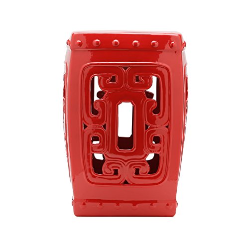 BANCO de CERÂMICA P/JARDIM GARDEN STOOL 33 x 33 x 47 cm, Vermelho