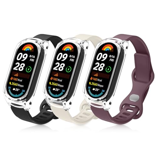 Neitra 3 Piezas Correas Compatible para Xiaomi Mi Smart Band 9/Mi Band 7Mi Band 8, Pulsera de Repuesto de Silicona, Correa Deportiva de Longitud Ajustable para Xiaomi Mi Band 9/Mi Band 7/Mi Band 8