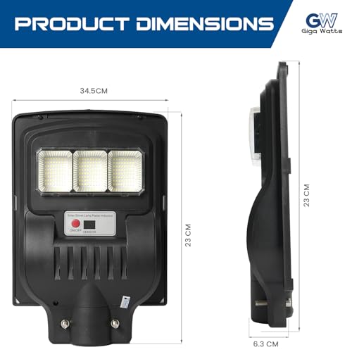 Image of Gigawatts 192 LED 40W Solar Street Light with Remote Control 5Ah Battery Inbuilt 9W Solar Panel IP65 Water Resistant Outdoor Lamp for Wall Pathway Garden and Patio (1Pc, Cool White)