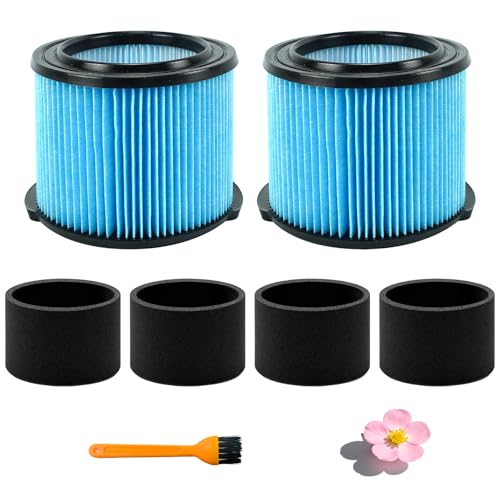 vf3500 Filter fit for rigid 4 Gallon Shop Vacuum Washable and Reusable Replacement Filter for 3/4/4.5 Gallon Wet Dry Portable Vacuums 2 Pack 4 pre-Filter 1 Brush