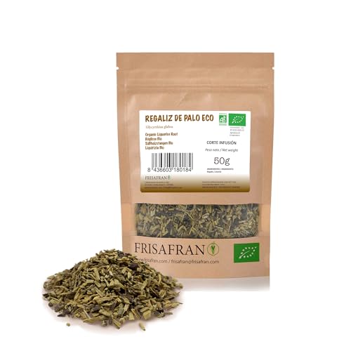 FRISAFRAN | Regaliz de palo Corte Infusion | Ecológico | Té de raíz de regaliz | infusion de regaliz | raiz de regaliz | regaliz palo | Corte Raíz de regaliz | Directamente del productor | 50g