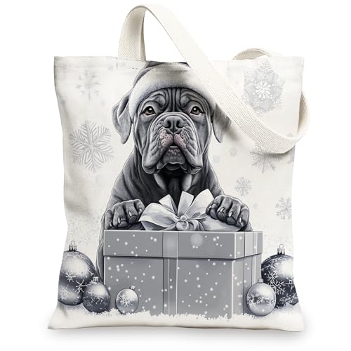 Bolsa de lona para compras de 13 x 15 pulgadas, bolsa de tela reutilizable de lujo para compras, regalo de Navidad para mujeres, decoración de regalo de pintura para mascotas