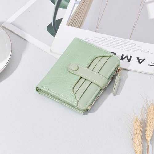 Image of Small Wallet for Women Leather Card Holder Bifold Ladies Wallets with Zipper Change Pocket ID Window