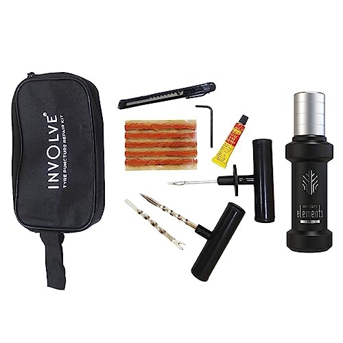 Image of INVOLVE 9 in 1 Universal Tubeless Tire Puncture Kit Emergency Flat Tire Repair Kit with Elements pro Silver Sparkle luxury car perfume (Storage Bag) for Car,Bike, SUV, & Motorcycle Involve Accessories