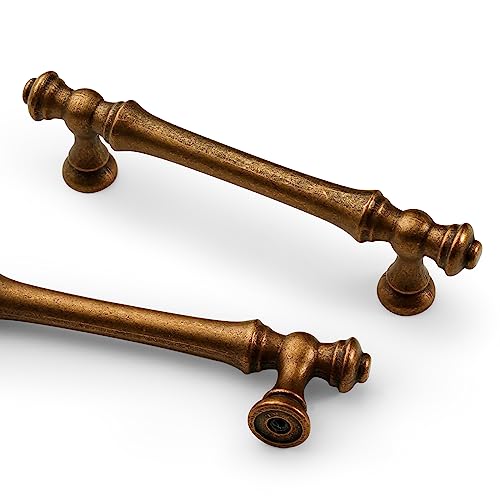 10個パック 3.75インチ (96mm) アンティーク真鍮キッチンキャビネットハンドル ヴィンテージレトロキャビネット取っ手 キッチン金具 食器棚引き出しハンドル ドレッサープル用