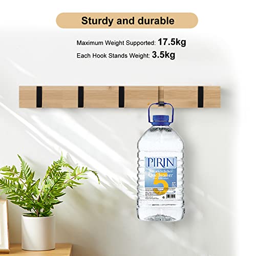 ANVODE Pack of 2 Wooden Wall Coat Hooks, 5 Hooks - Image 7