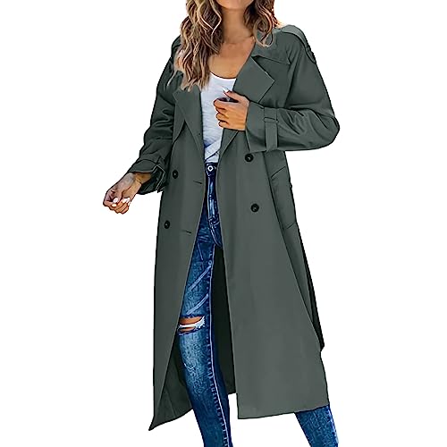 Trench-coat polyvalent femme veste fluide mi-longue en toile